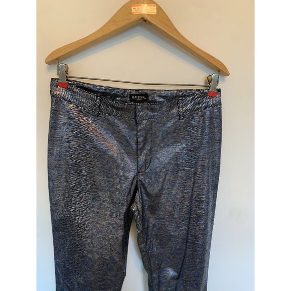 Vintage Guess Metallic pants snake skin pattern rainbow women’s size 29 x 29.5 - Picture 6 of 11